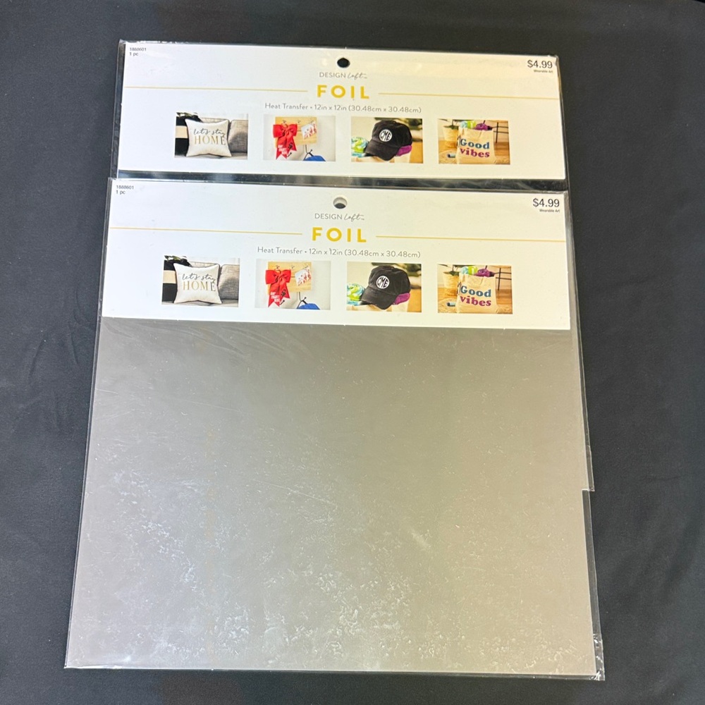 Design Loft FOIL Silver Heat Transfer Foil Sheets 2 pieces htv